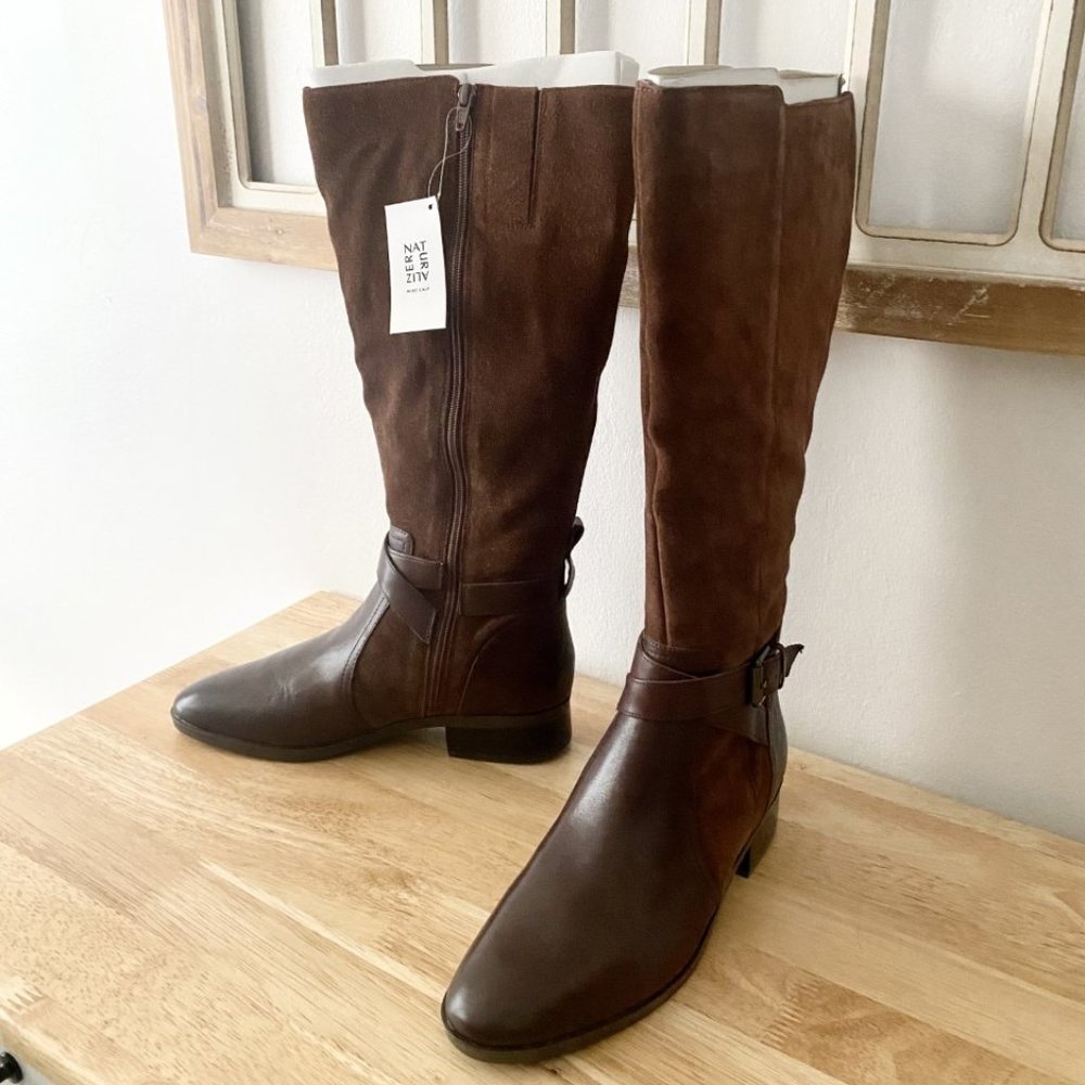 Naturalizer Rena Chocolate Suede/Leather Boot SIZE 9 - Wide Calf